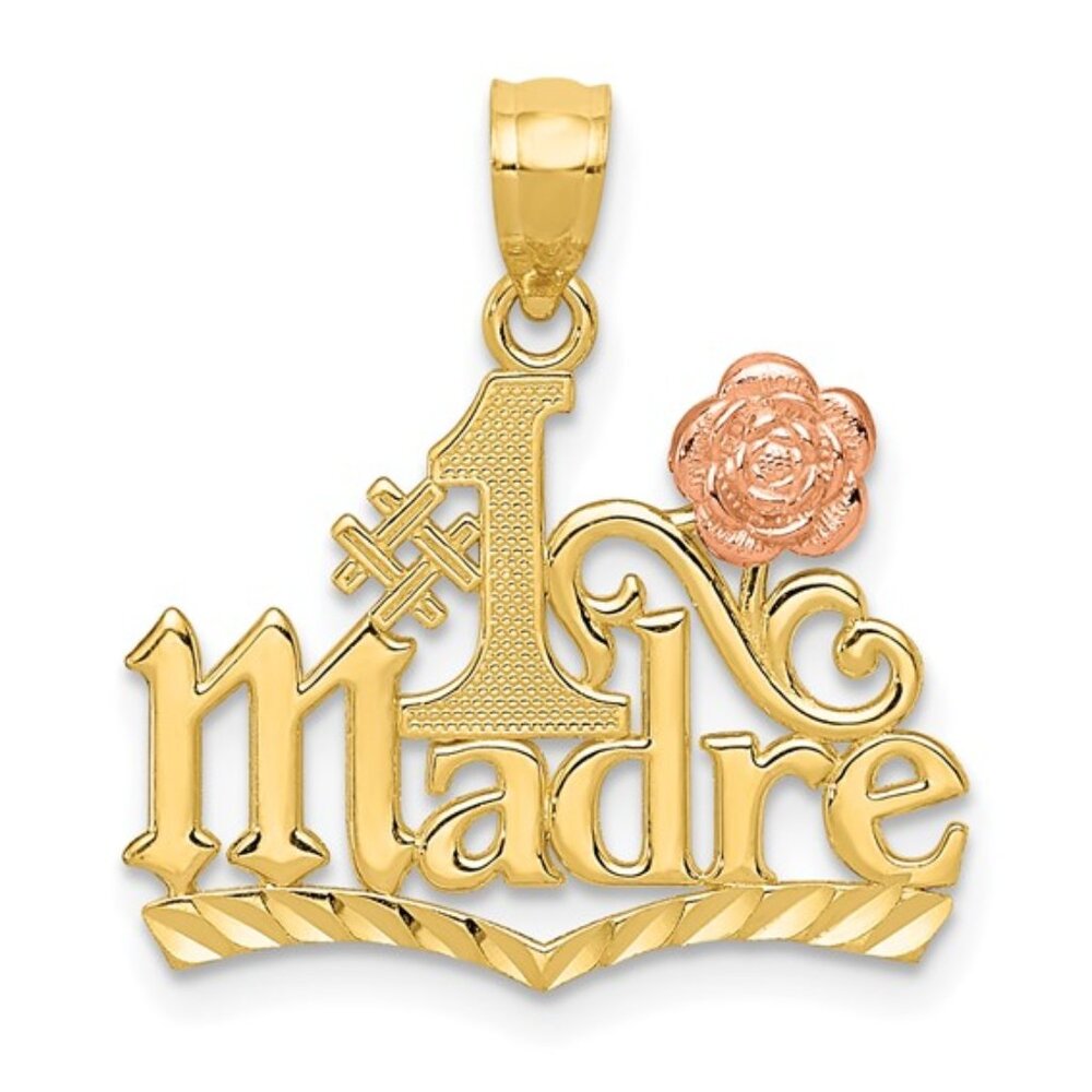 14k Yellow Gold #1 Madre Spanish Charm Pendant Mother's Day Charm gift rose gold